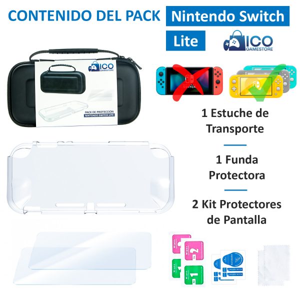 kit set accesorios pack nintendo switch lite proteccion icogamestore